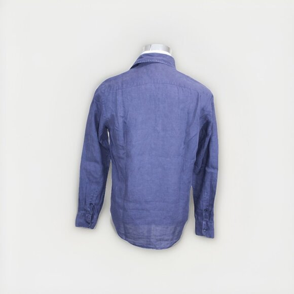Vilebrequin Mens S Caroubis Navy Linen Long Sleeve Button Front Shirt St. Tropez - Picture 4 of 7